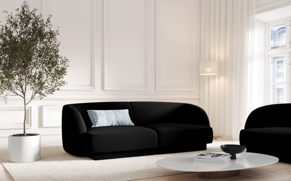 Canapé 2 places en tissu velours noir - Maisons du Monde