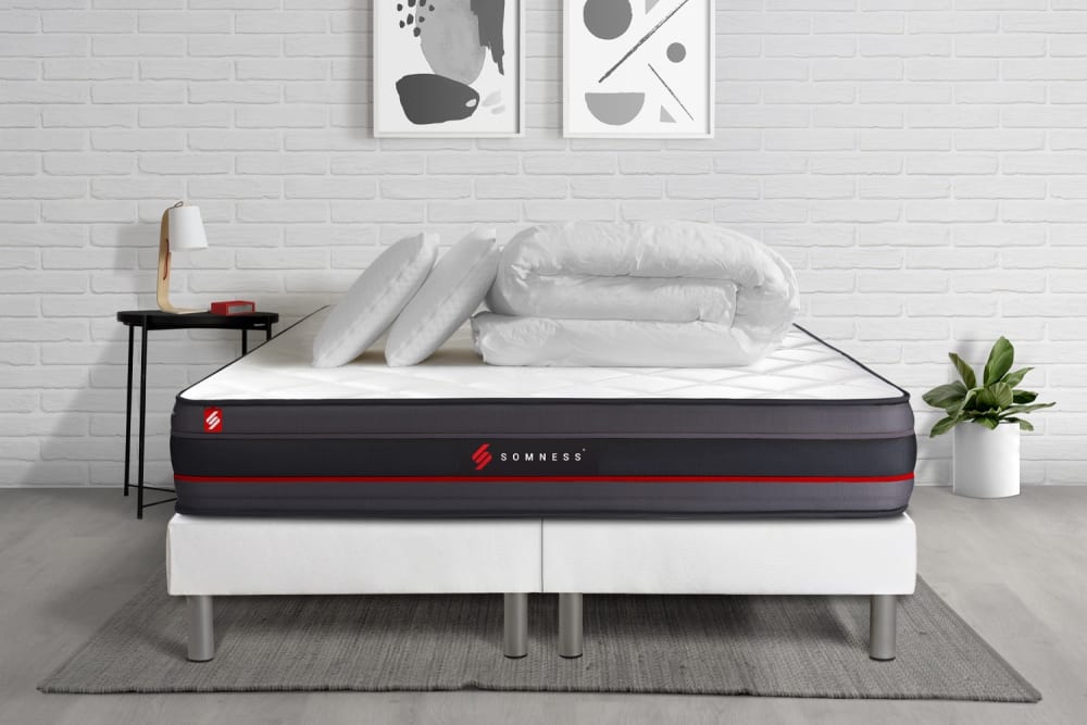 Pack matelas sommier 180x200 oreiller couette