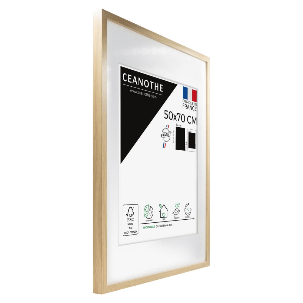 Cadre photo épais brut 50x70 cm avec passe-partout bois reconstitué fs — vue 4