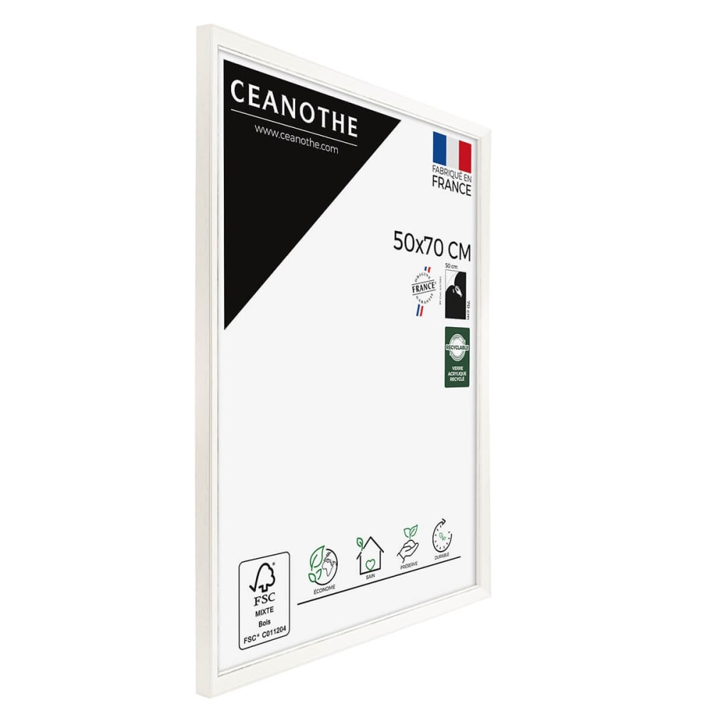 Cadre photo blanc à la finition argent patiné 50x70 cm bois massif fsc — vue 4