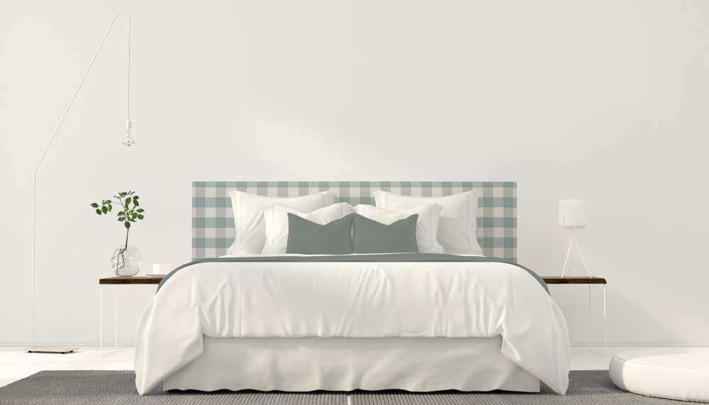 Cabecero tapizado tela vichy turquesa 165x52 cm - Maisons du Monde