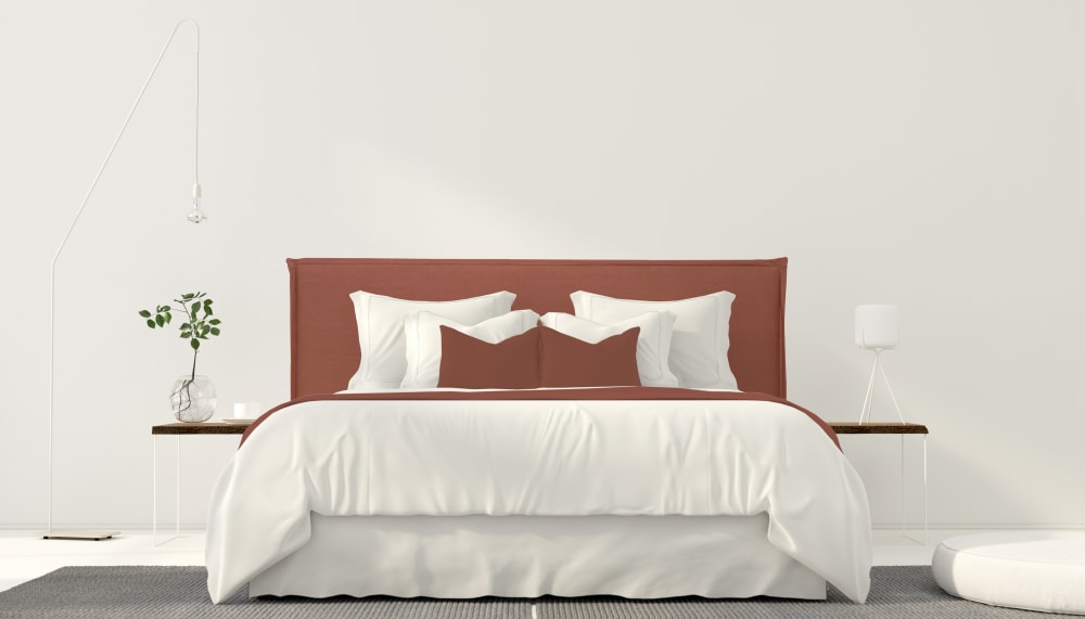 Gepolstertes Kopfteil aus 100% Leinenstoff, 145x100cm, Terrakotta
