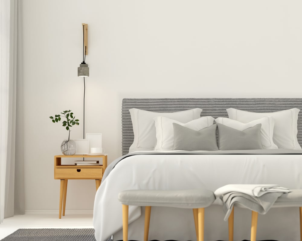 Cabecero tapizado de tela acanalada gris 145x52 cm - Maisons du Monde