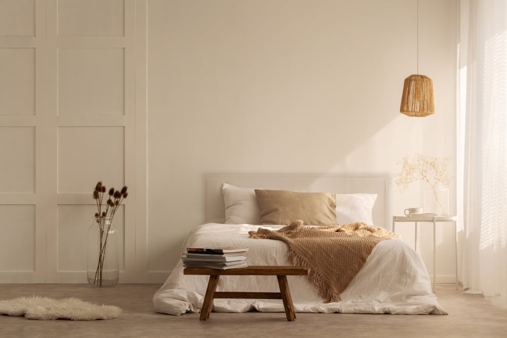 Tête de lit tapissée en tissu en lin 100% beige 145x100cm