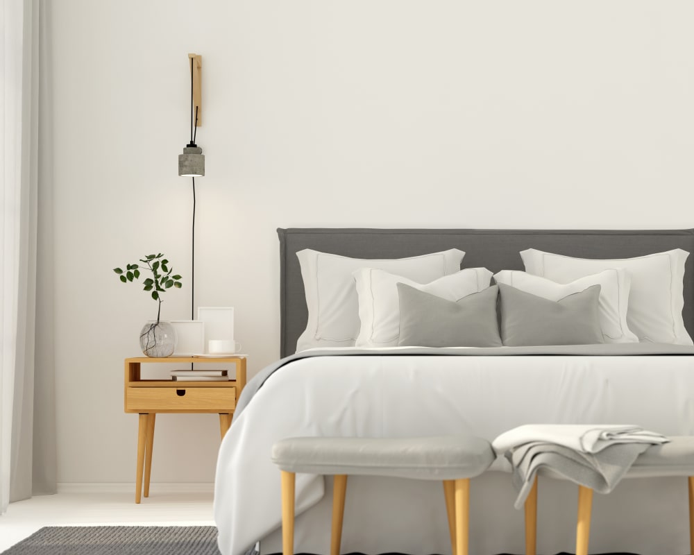 Tête de lit tapissée en tissu 100% lin gris 160x100cm