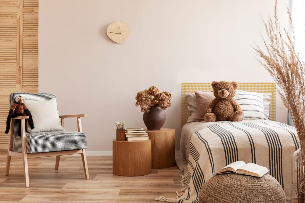 Kinderkopfteil mit gelbem Vichy-Stoff bezogen, 110x52cm - Maisons