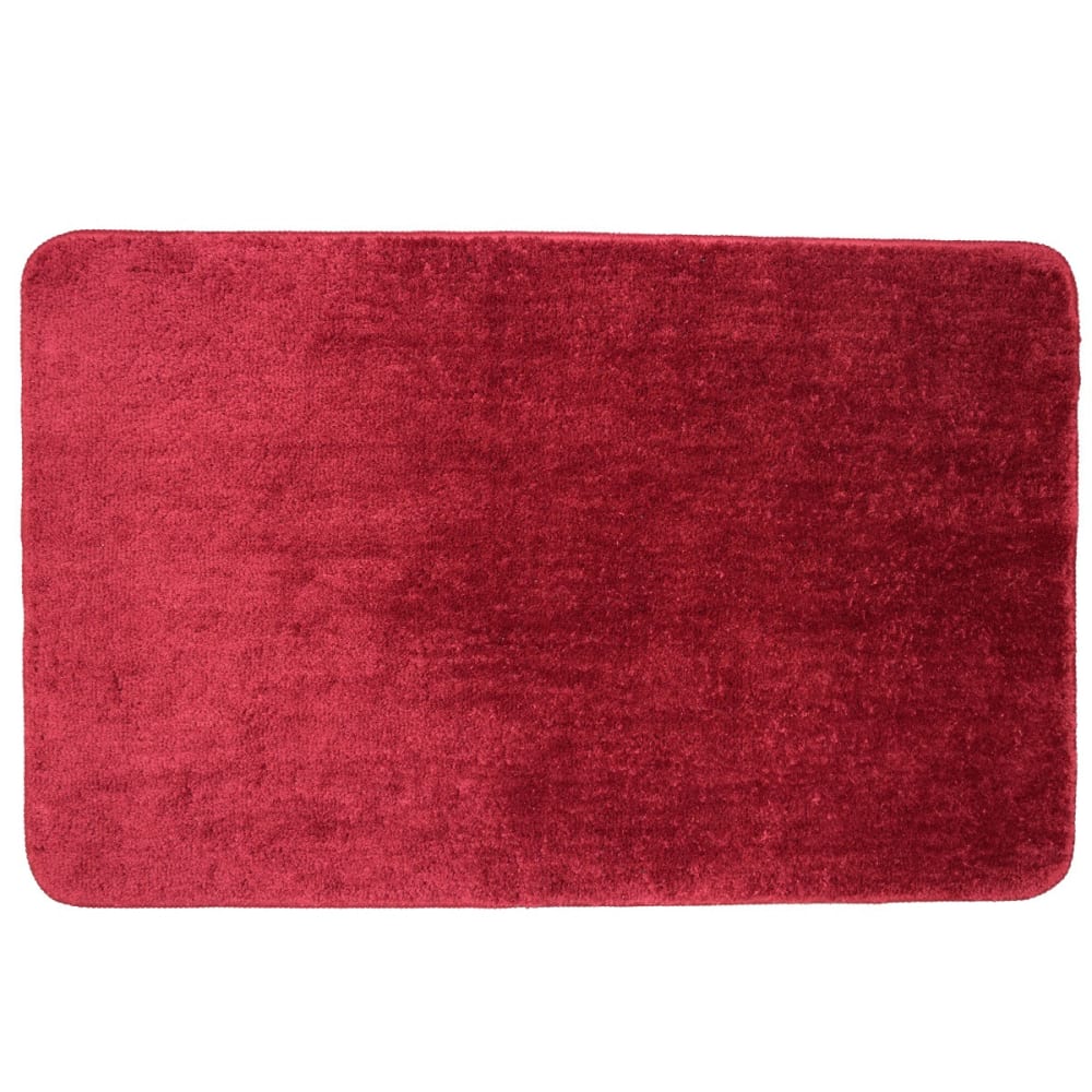 Tapis de bain uni 50x80 en polyester bordeau 50x80cm