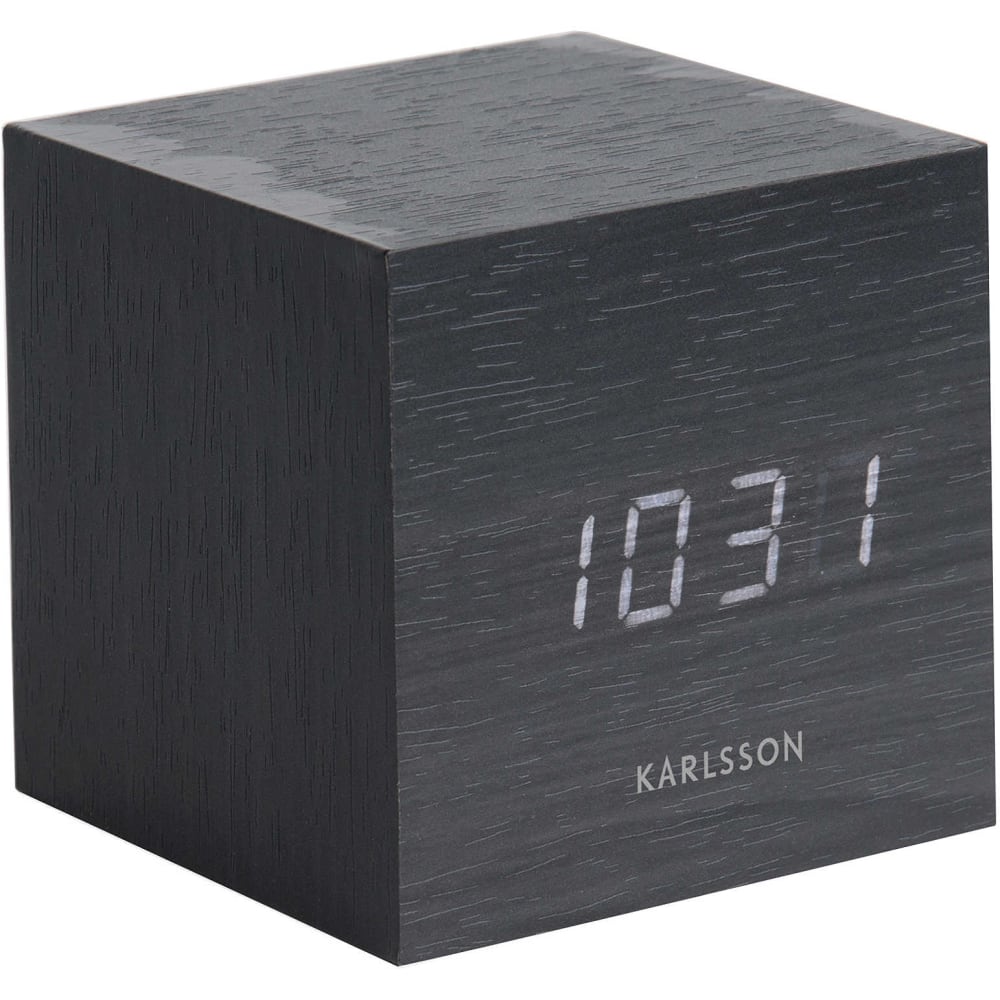 Karlsson Réveil vernis à bois noir 8x8x8cm style contemporain