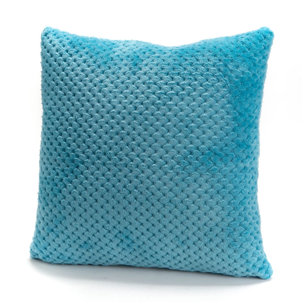 Coussin damier turquoise 40x40 cm bleu en polyester