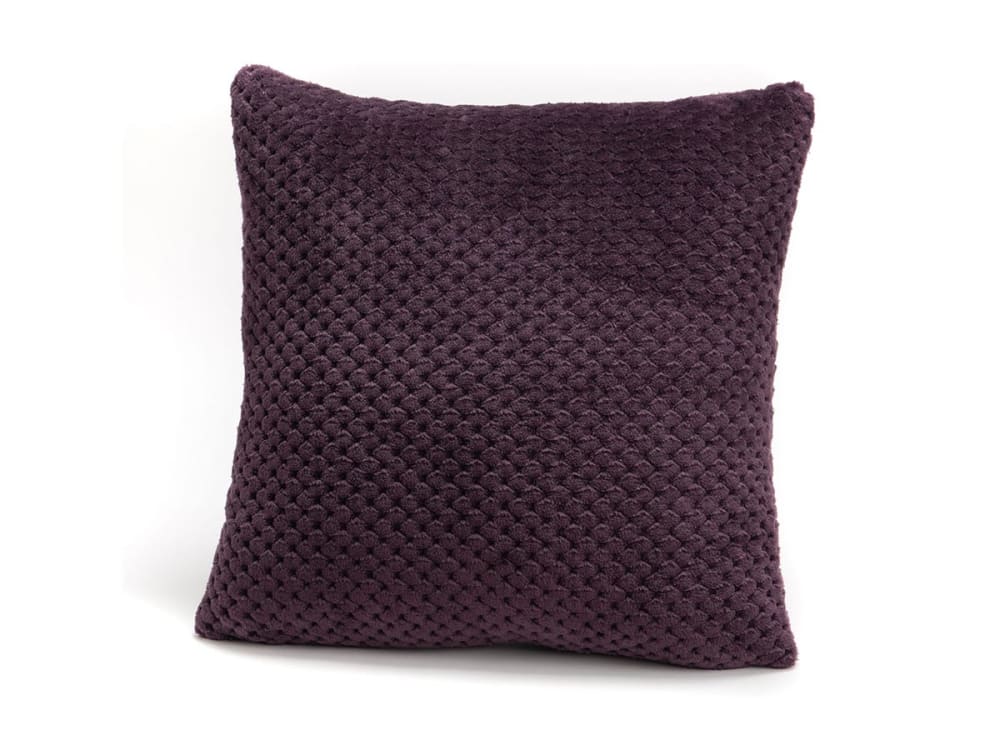 Coussin avec housse damier prune unie 40 x 40 cm