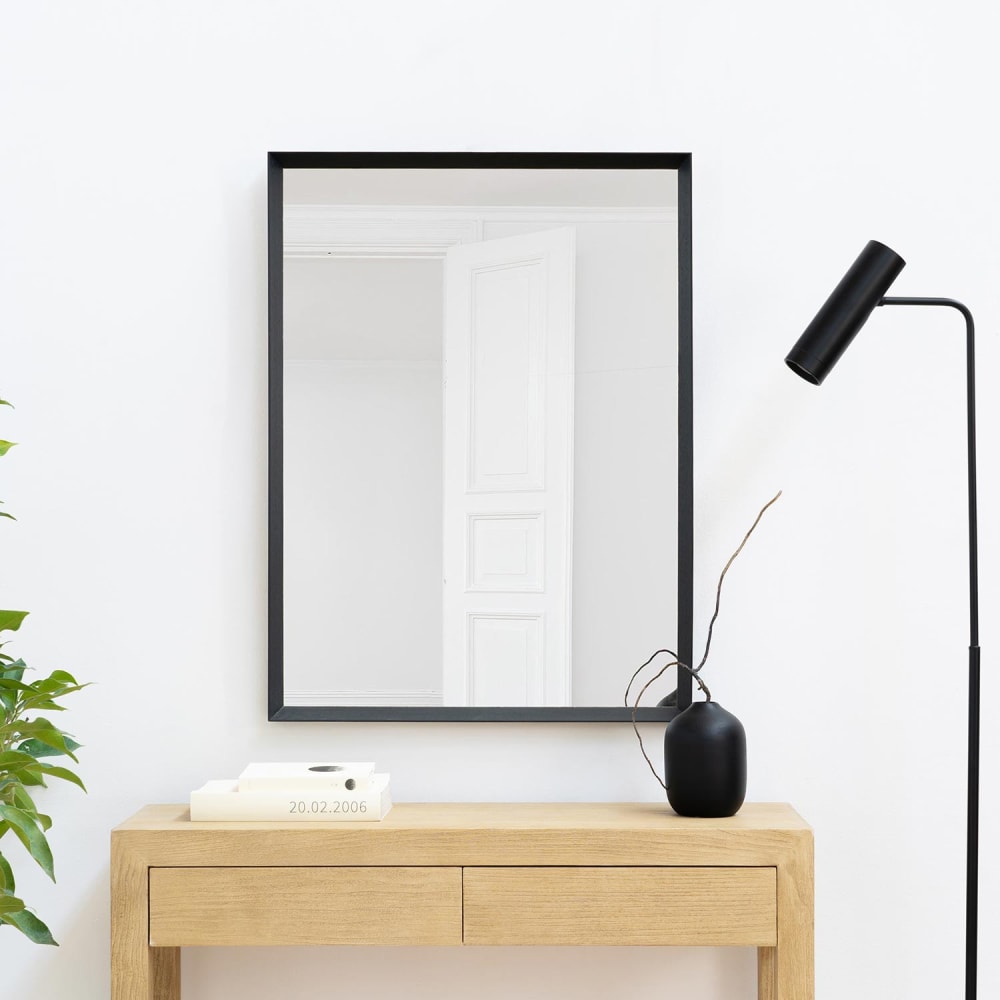 Alan espejo negro madera de ayous 100x6x80cm. - Maisons du Monde
