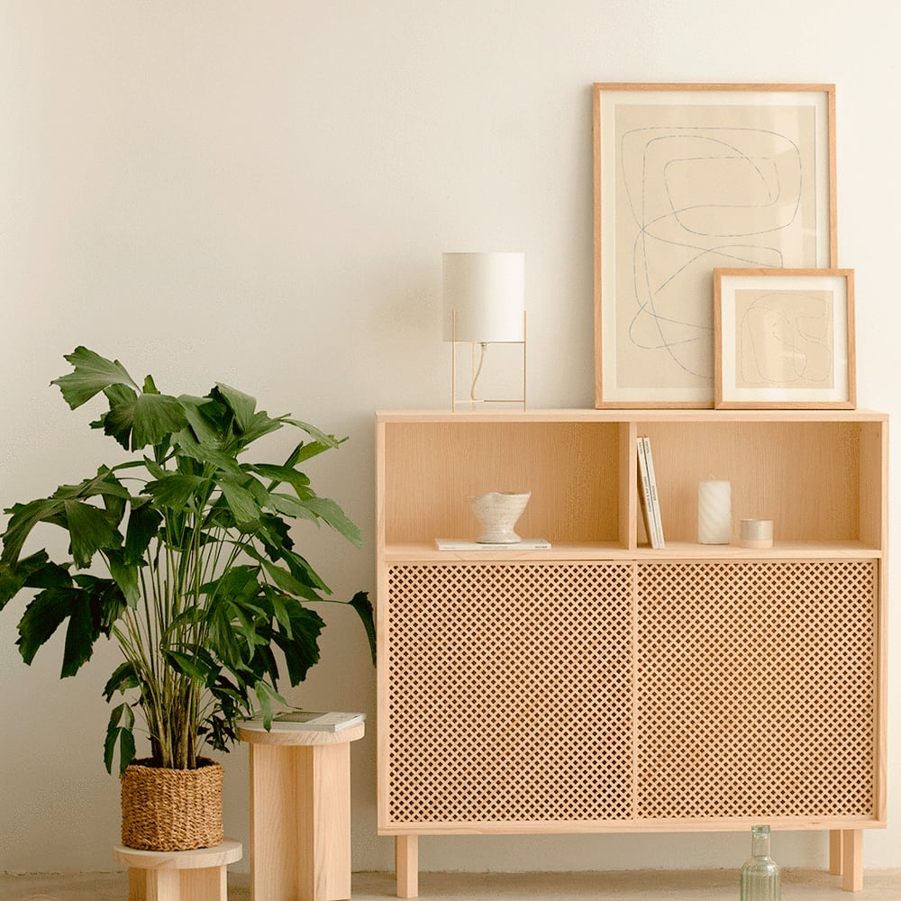 Buffet haut en bois massif naturel 120 cm Non verni - Maisons du Monde