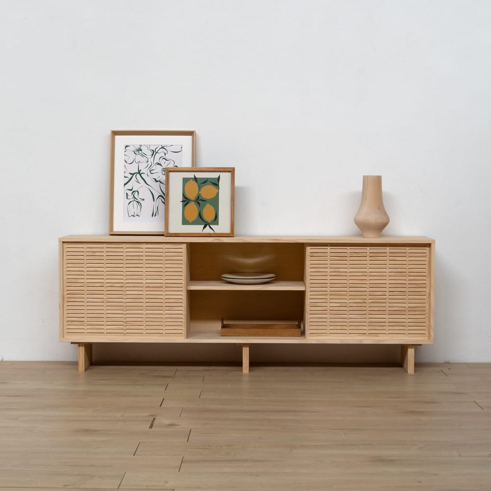 Buffet 2 portes en pin massif naturel 180 cm Non verni - Maisons du Monde
