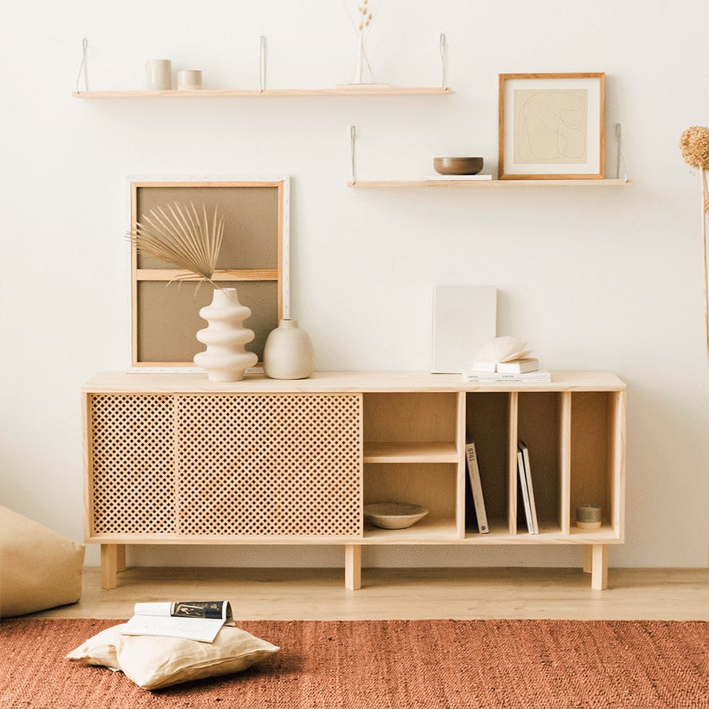 Buffet en bois massif naturel - trois séparateurs - 170 cm Non verni - Maisons du Monde