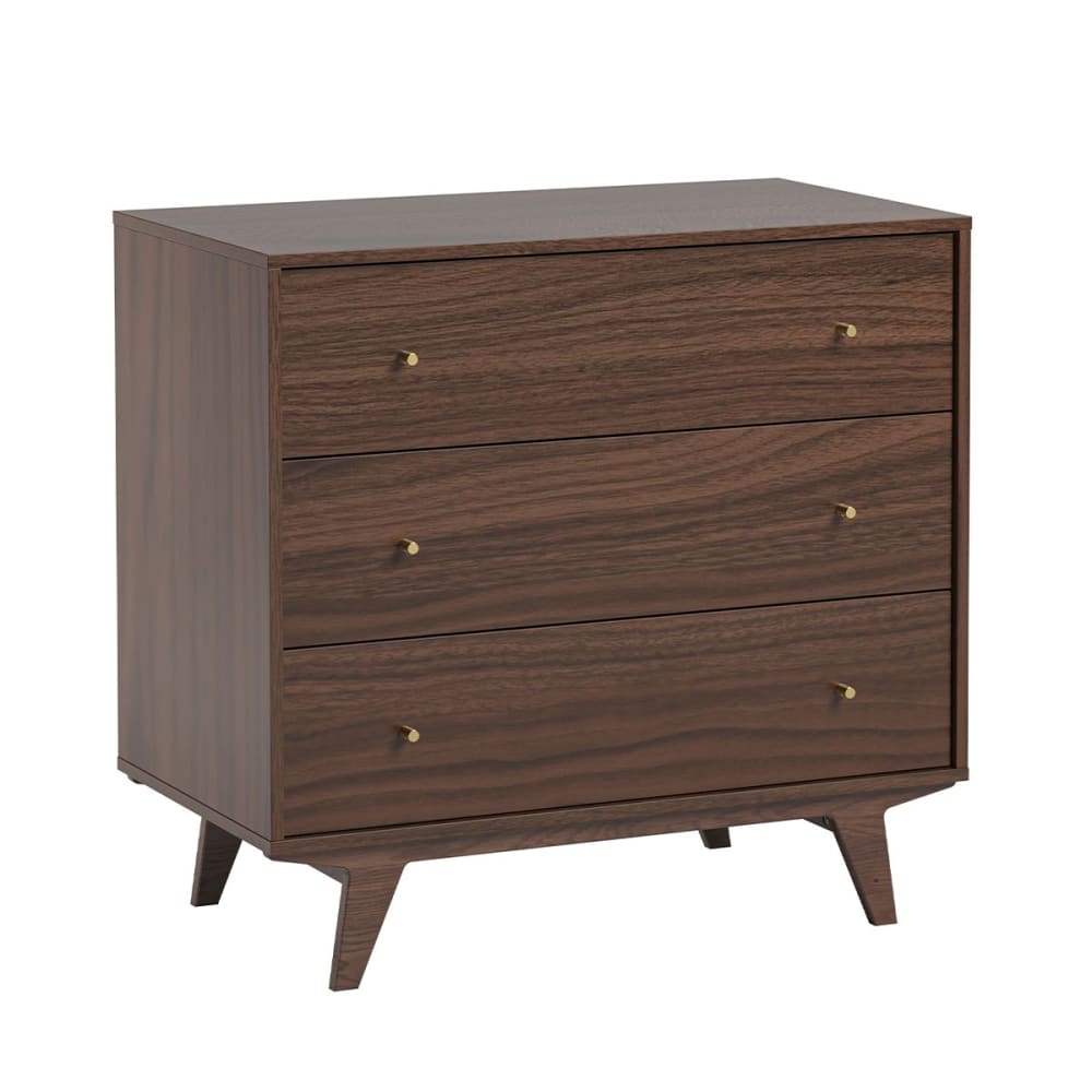 Commode 3 tiroirs - L90 cm - Effet Bois foncé