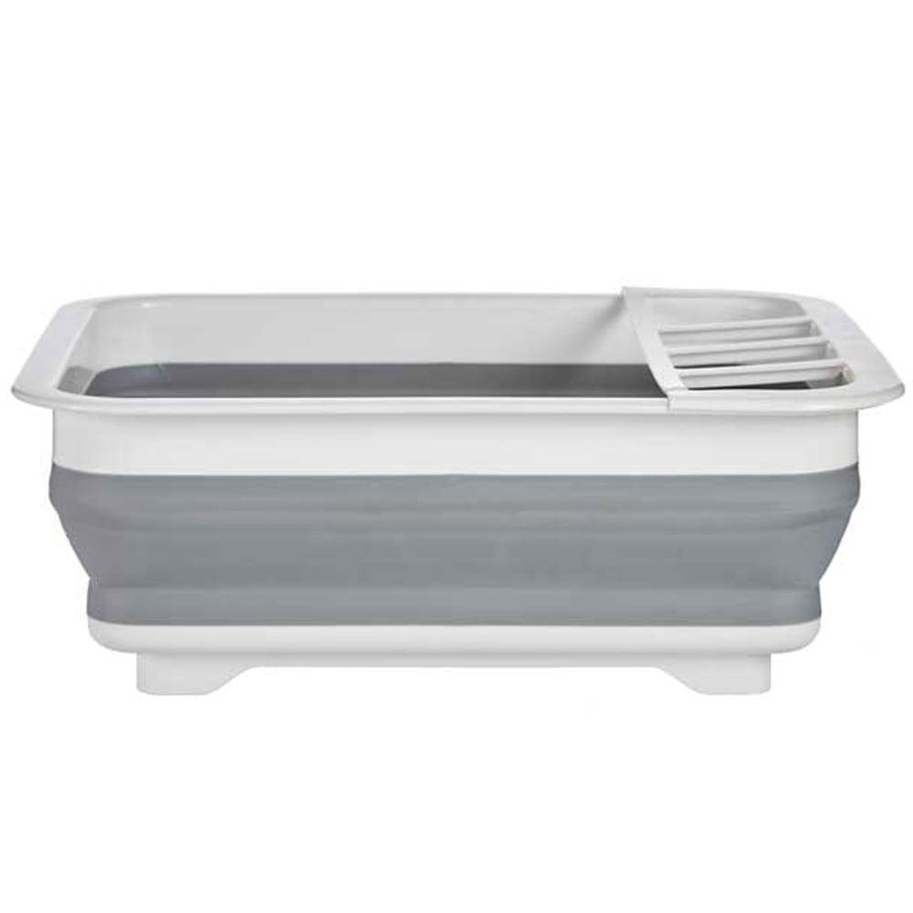 WADIGA Égouttoir à vaisselle en plastique pliable gris et blanc. Dimensions: 37.9x29.3x12cm Couleur: gris et blanc Matière: Plastique