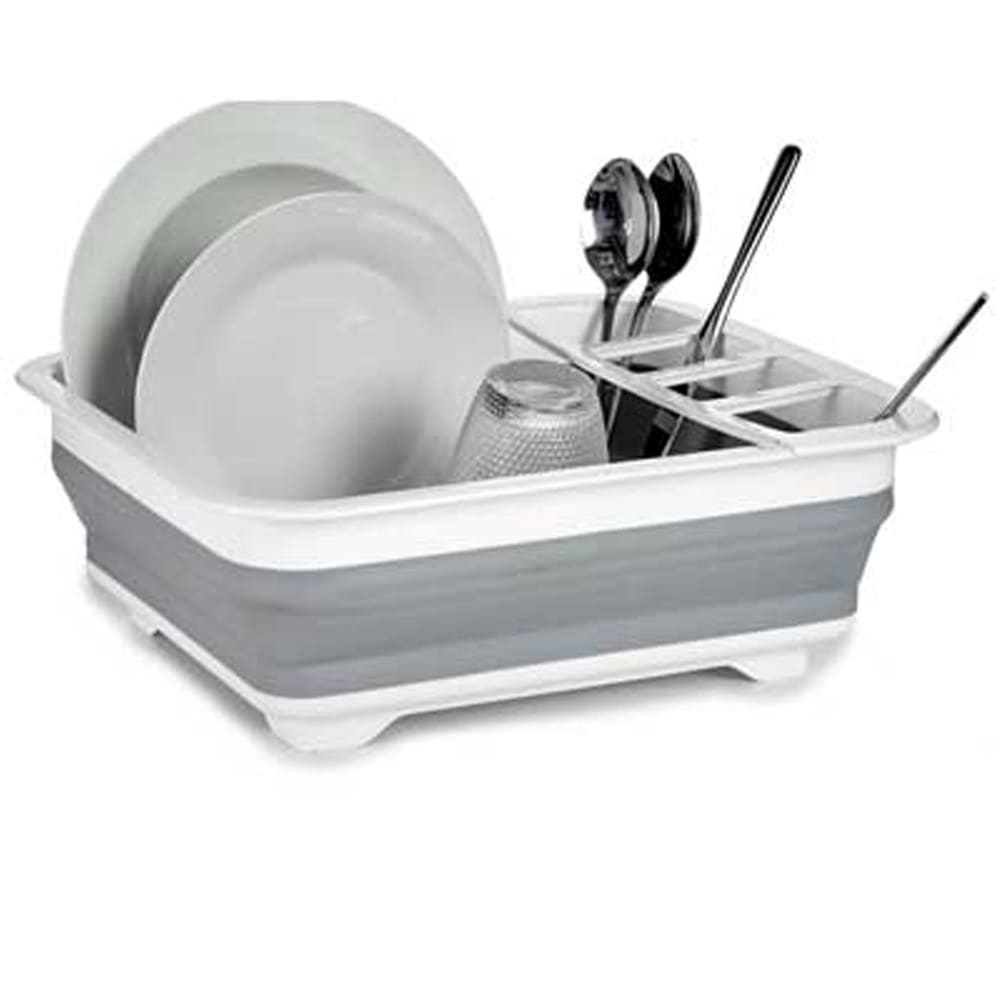 Égouttoir à vaisselle pliable plastique gris et blanc - Maisons du Monde