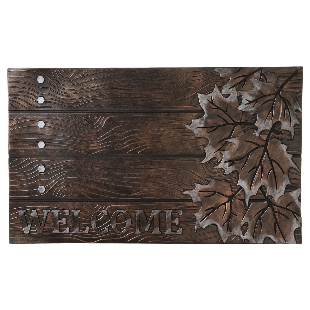 Paillasson caoutchouc feuilles Welcome 75x45x1.5cm
