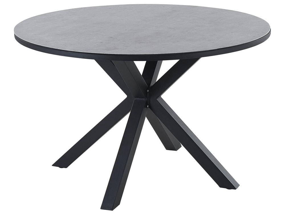 Table ronde 4 personnes en aluminium et verre gris