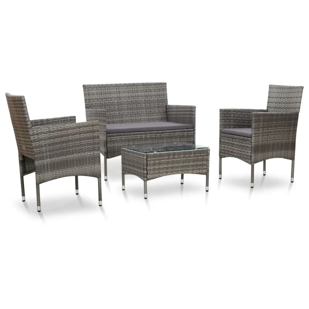 Salon de jardin confortable 4 pièces métal gris