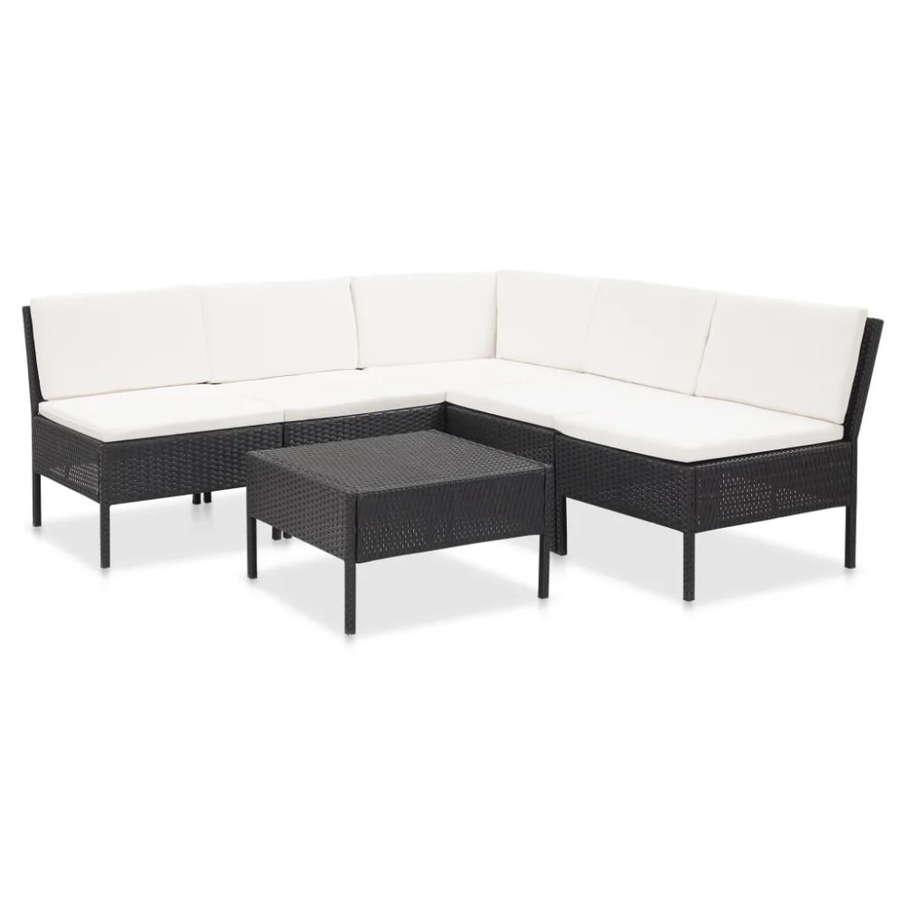Salon de jardin 6 pièces avec coussins déhoussables métal noir - Maisons du Monde