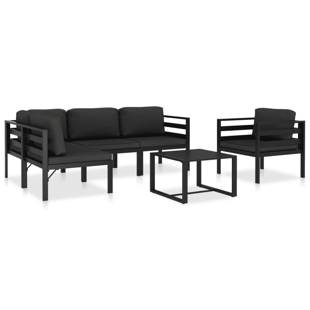 Salon de jardin 6 pièces avec coussins aluminium anthracite