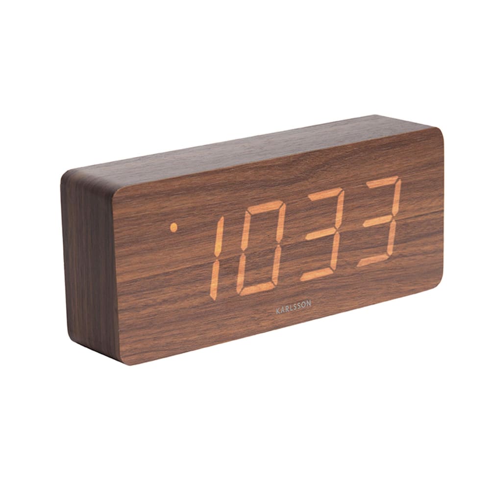 Karlsson Wecker aus Holzfurnier, braun, 21x9x4,5cm style modern - Holz