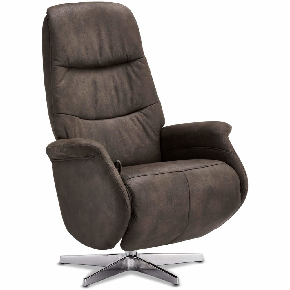 Fauteuil+relax+pivotant+en+tissu+marron