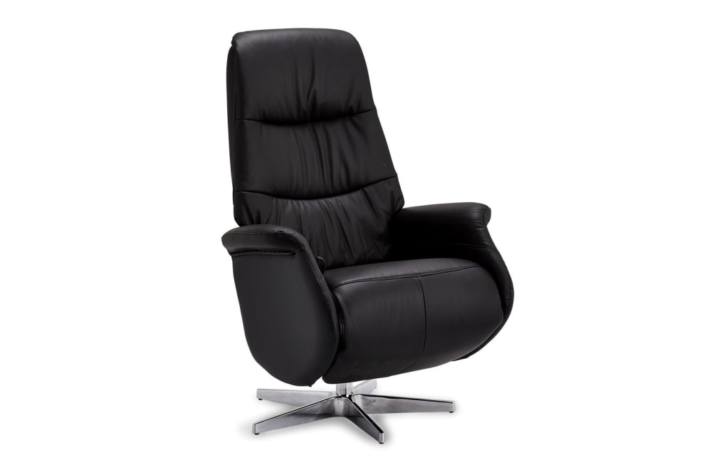 Fauteuil+relax+pivotant+en+cuir+noir