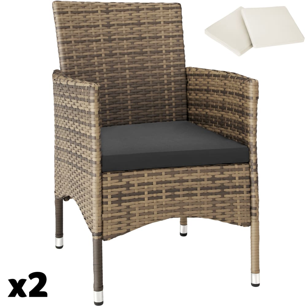Lot de 2 fauteuils de jardin en rotin marron/gris foncé