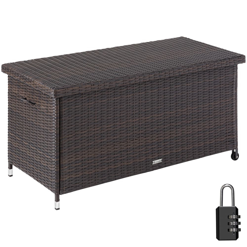 Coffre de jardin rangement pour coussins Tressage en rotin marron
