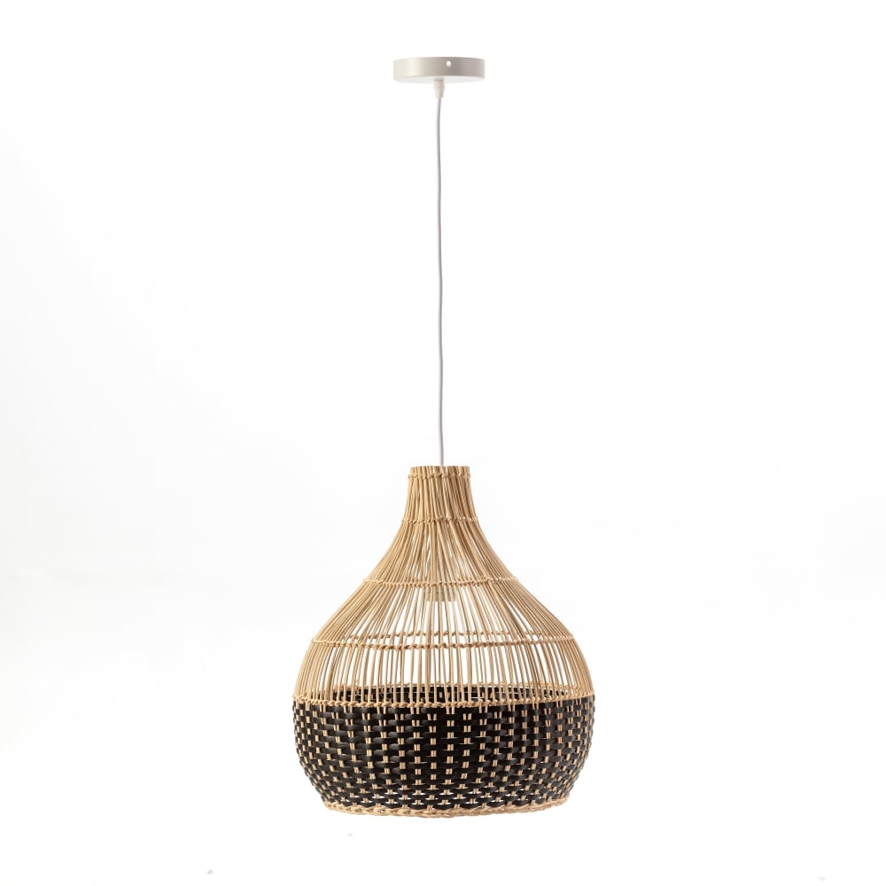 Lámpara de techo colgante de mimbre natural y negro Ø36 cm E27