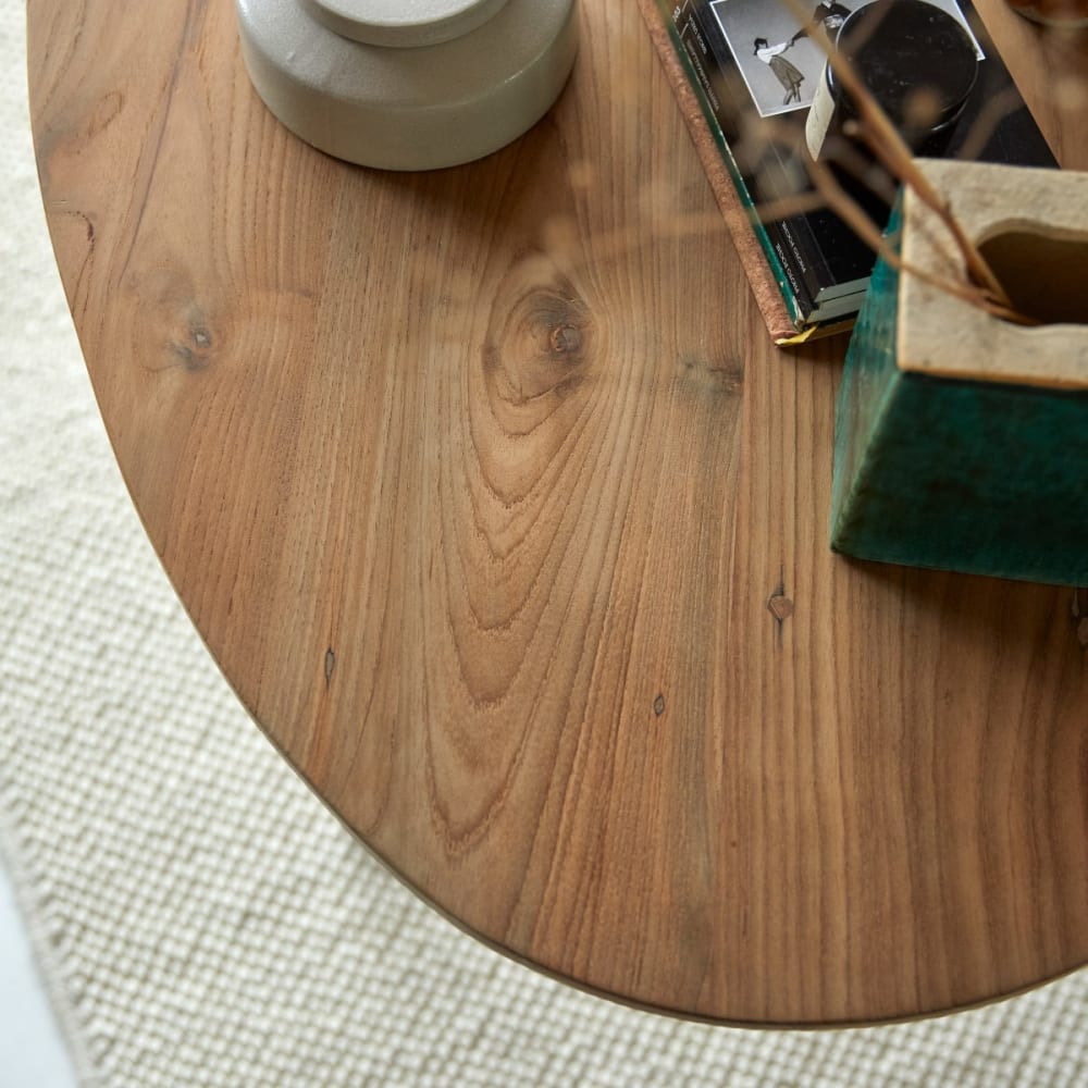 Ovaler Schreibtisch aus massivem recyceltem Teakholz - Maisons Du