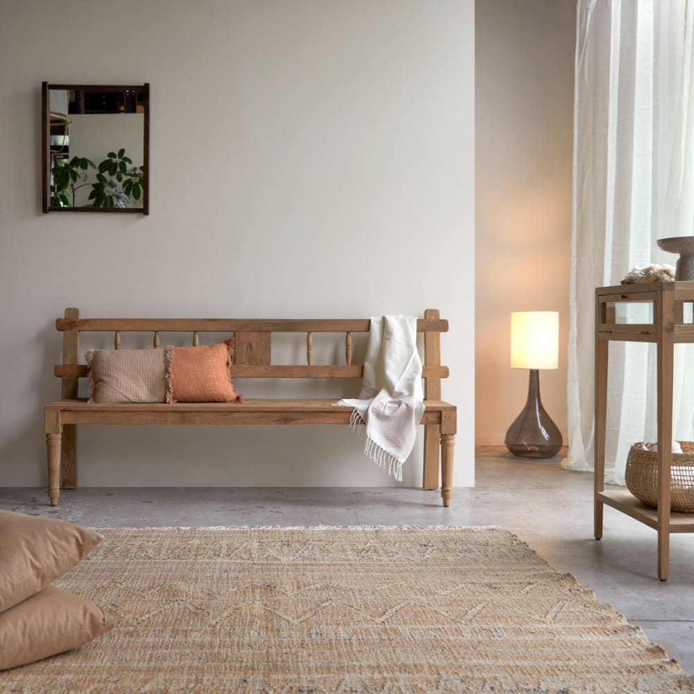 Tikamoon Bank aus massivem Recycling-Teak style classic chic Beige Holz
