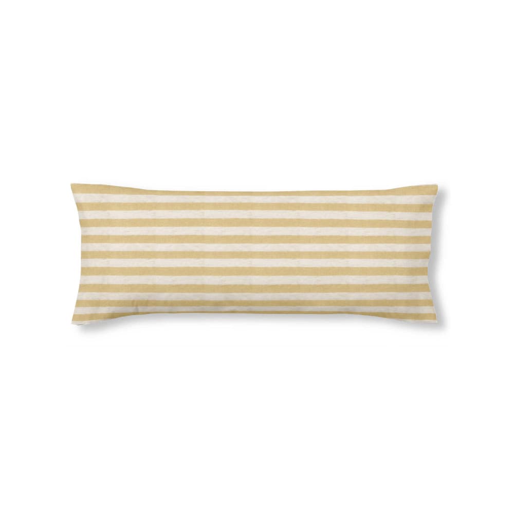 Funda de almohada de lino, algodón y poliéster amarillo 45x110 cm