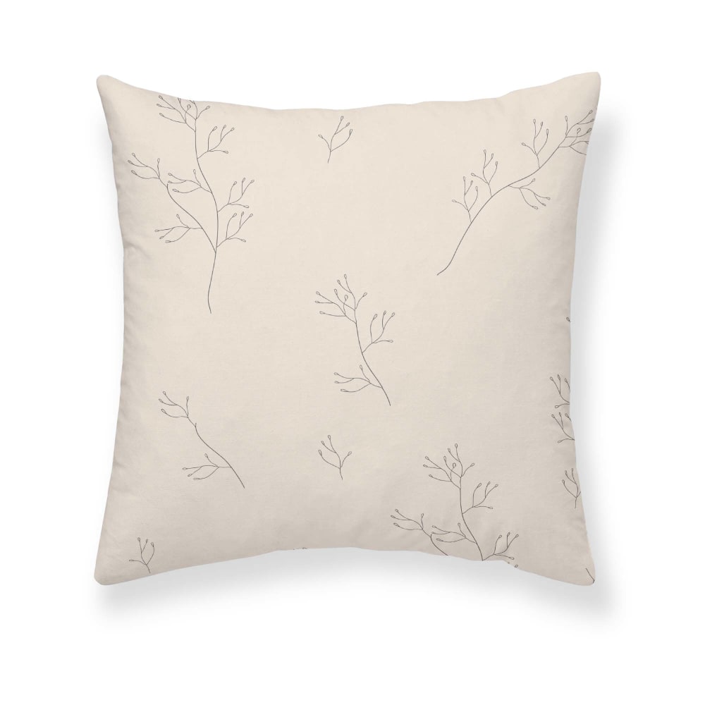 Taie d'oreiller en popeline de coton 300 fils beige 65x65 cm
