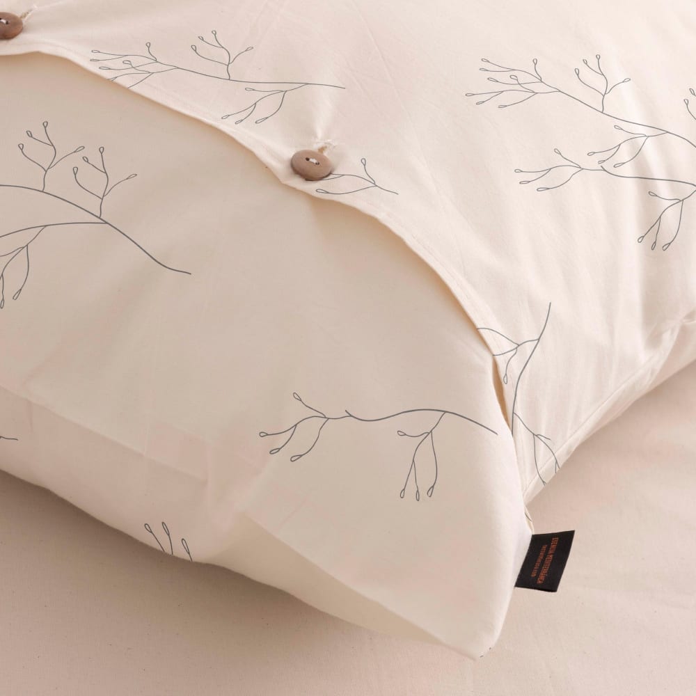 Funda de almohada en algodón popelín de 300 hilos beige 65x65 cm - Maisons du Monde