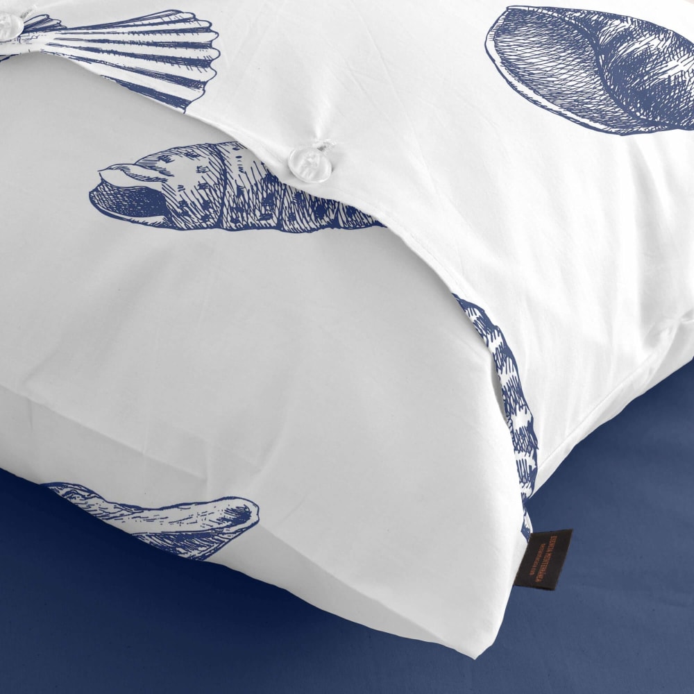 Funda de almohada en algodón popelín de 300 hilos azul 65x65 cm - Maisons du Monde