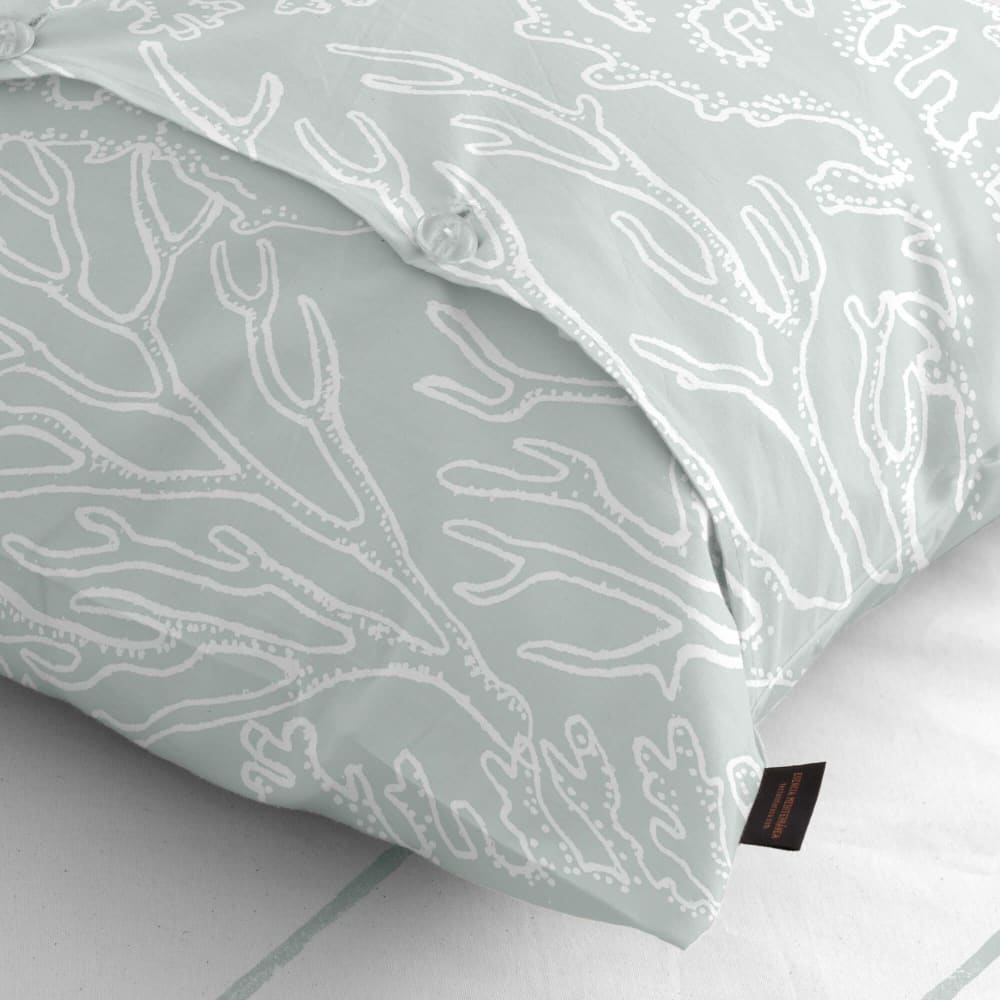 Funda de almohada en algodón popelín de 300 hilos verde 65x65 cm - Maisons du Monde