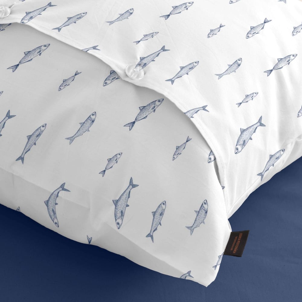 Funda de almohada en algodón popelín de 300 hilos azul 45x110 cm - Maisons du Monde