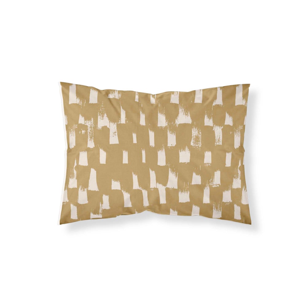 Funda de almohada en algodón popelín de 300 hilos amarillo 50x80 cm