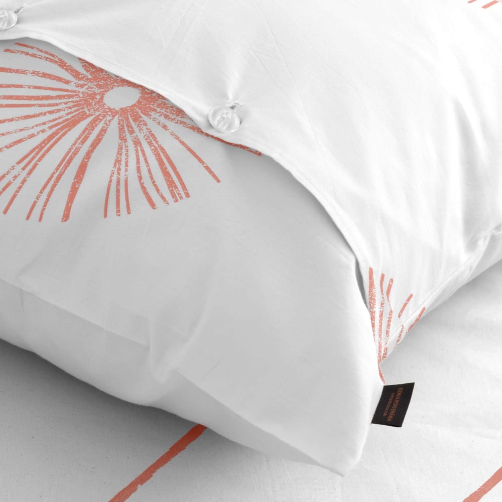Funda de almohada en algodón popelín de 300 hilos naranja 45x125 cm - Maisons du Monde