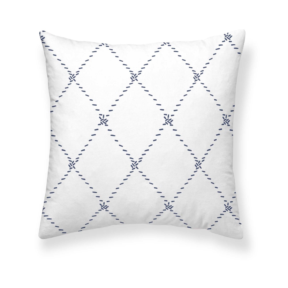 Funda de almohada en algodón popelín de 300 hilos azul 65x65 cm