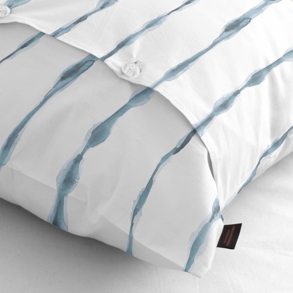 Funda de almohada en algodón popelín de 300 hilos azul 80x80 cm - Maisons du Monde