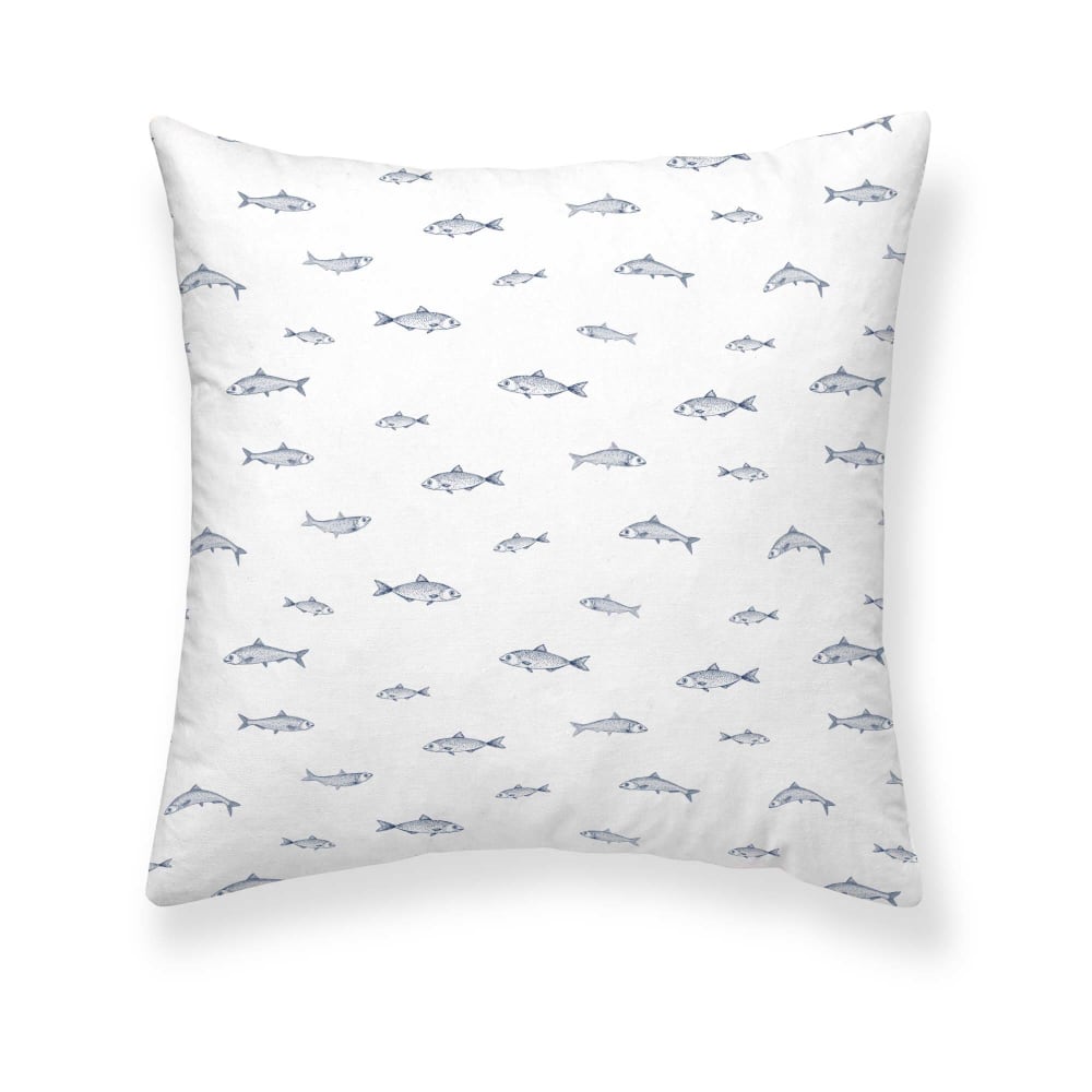 Funda de almohada en algodón popelín de 300 hilos azul 80x80 cm