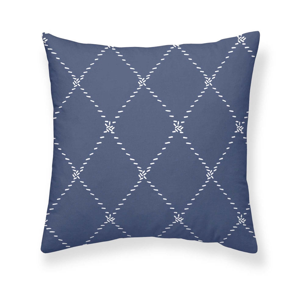 Funda de almohada en algodón popelín de 300 hilos azul 80x80 cm