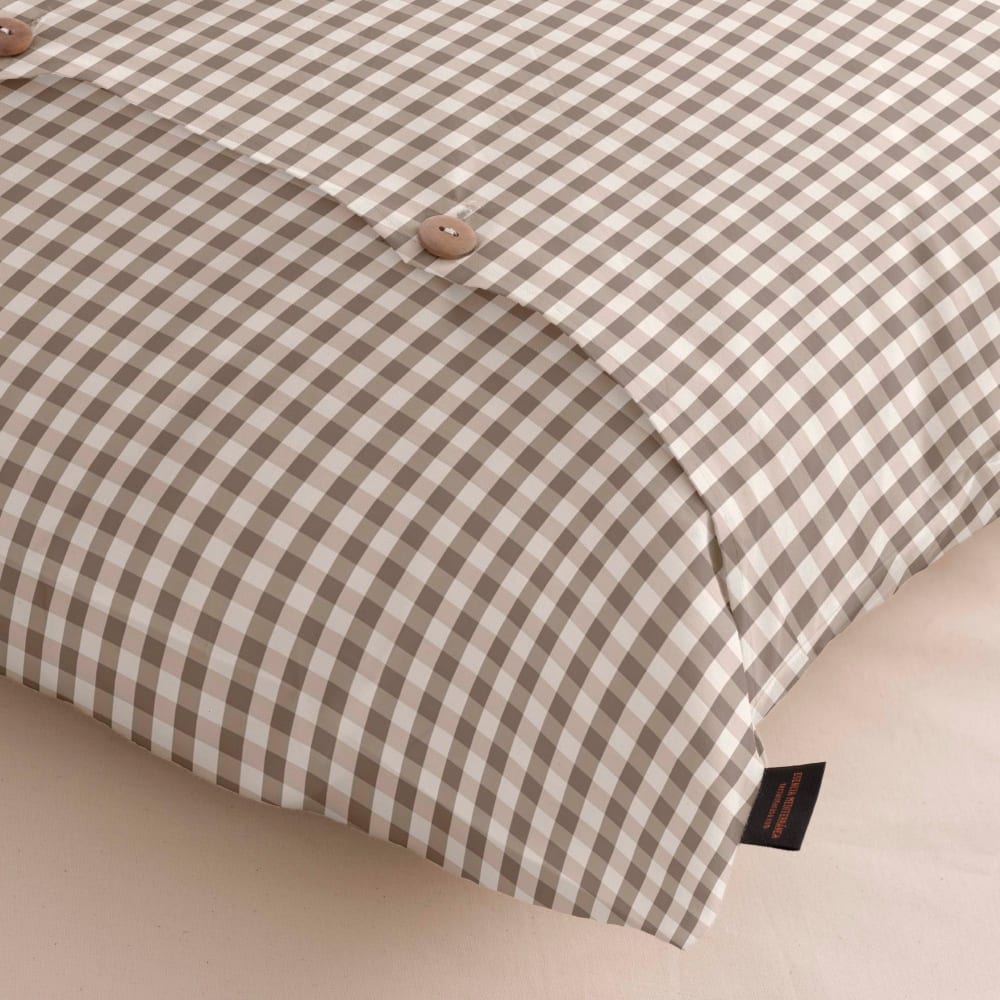 Funda de almohada en algodón popelín de 300 hilos marrón 65x65 cm - Maisons du Monde