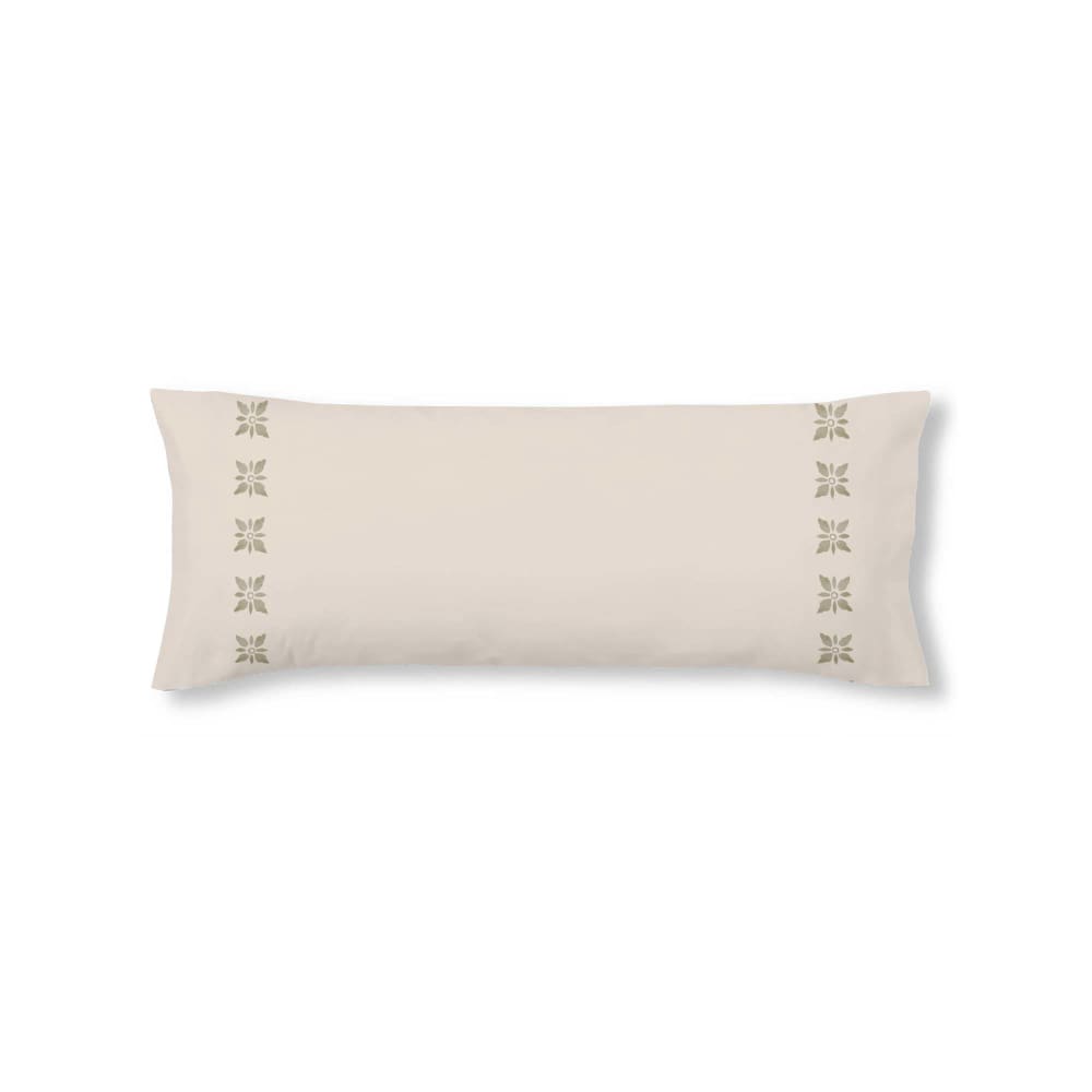 Funda de almohada en algodón popelín de 300 hilos beige 45x110 cm