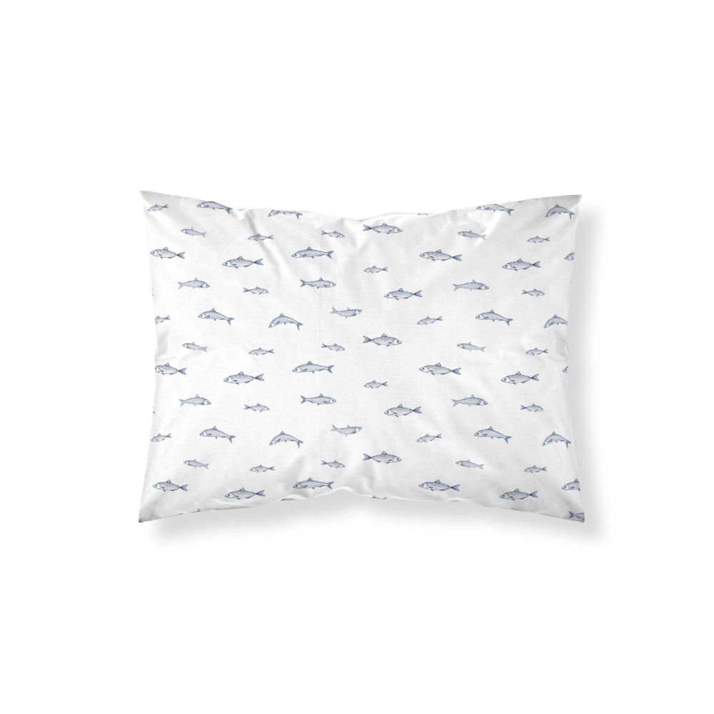 Taie d'oreiller en popeline de coton 300 fils bleu 50x80 cm