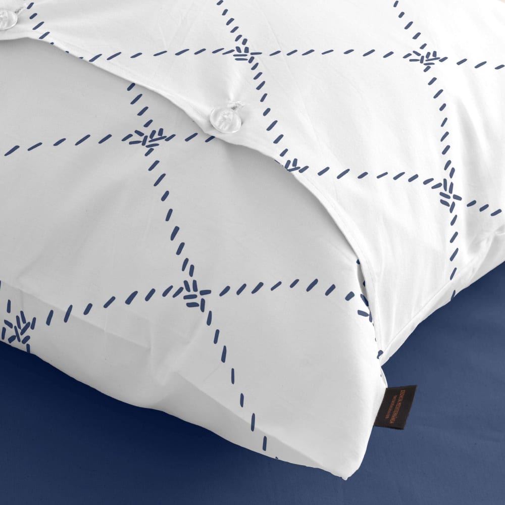Taie d'oreiller en popeline de coton 300 fils bleu 45x110 cm - Maisons du Monde